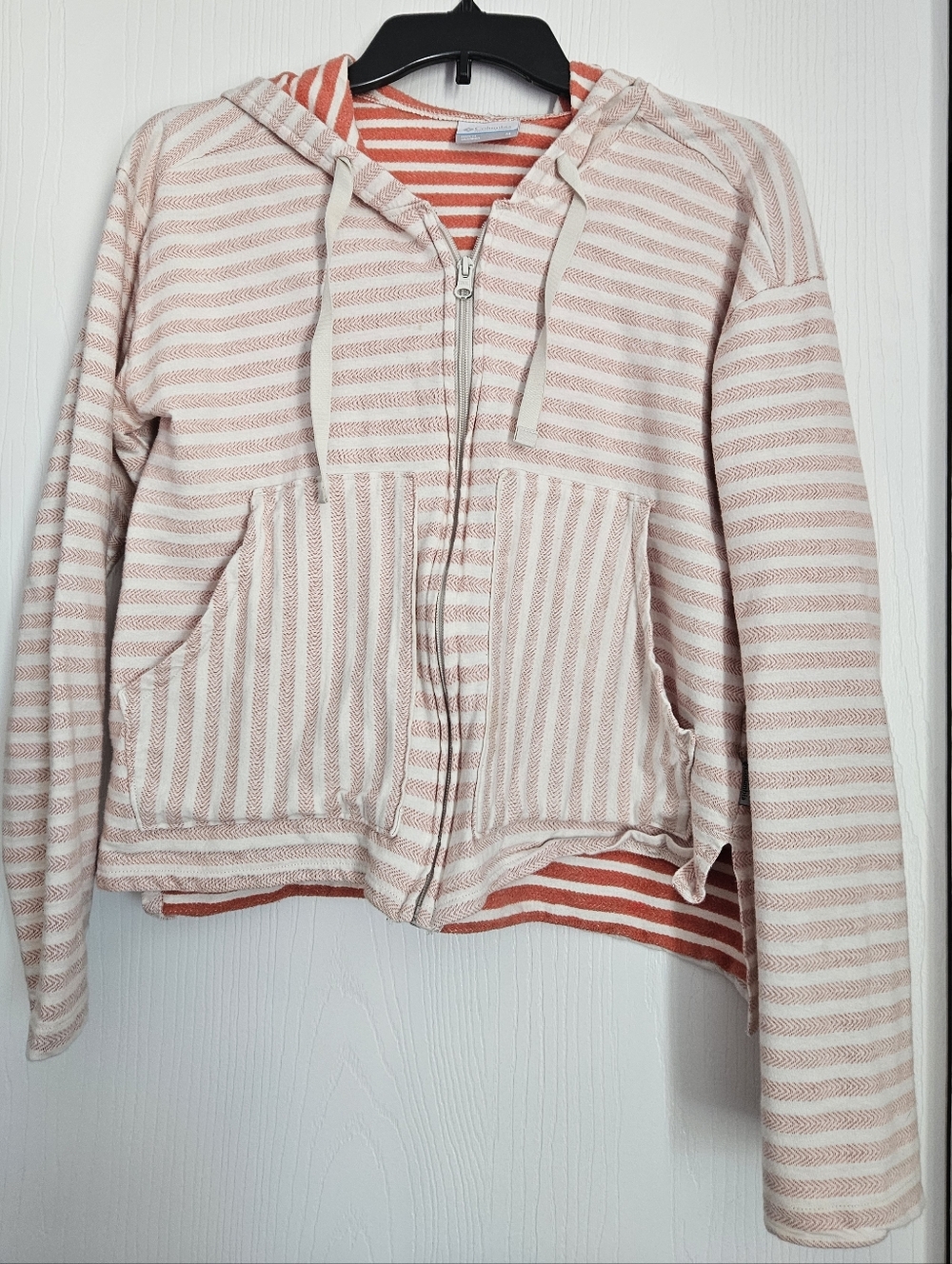 Columbia Cropped Striped Zip Hoodie